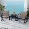3-Piece Patio Rocking Bistro Set Black & Brown Metal Chairs with Quick-Dry Fabric